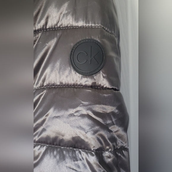 Calvin Klein Shiny Gray Puffer Jacket - Picture 3 of 5